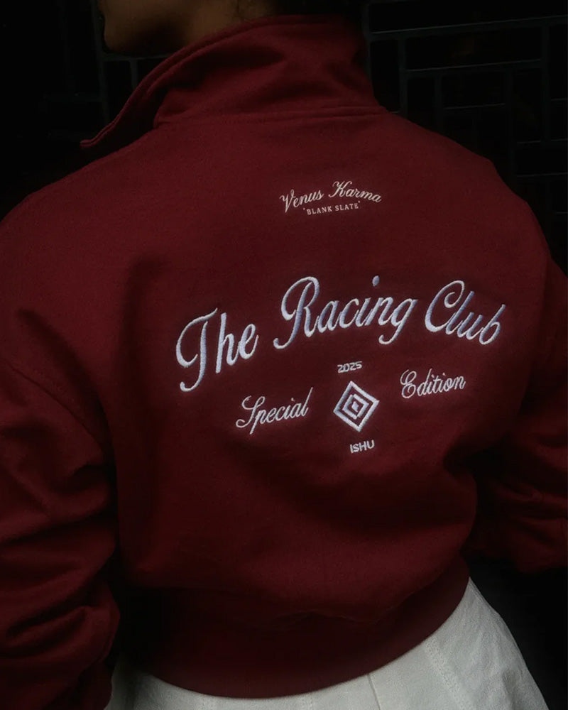 "Vintage Society" Half-Zip Sweatshirt (Ruby)