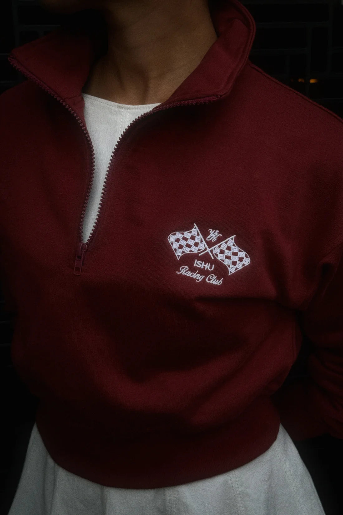 "Vintage Society" Ruby Half-Zip Sweatshirt