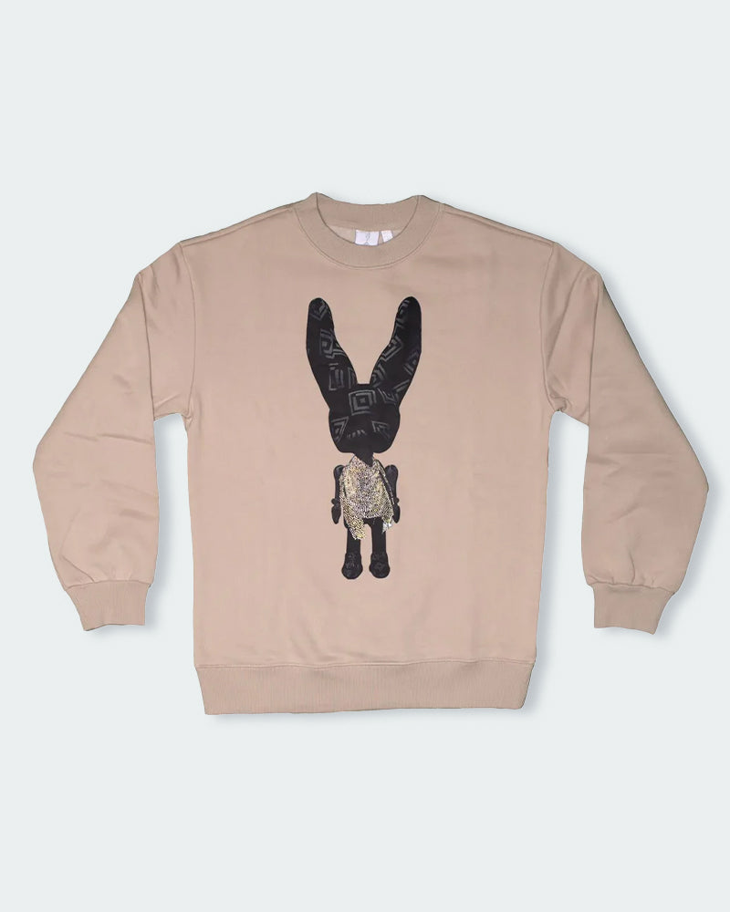 Front Print Beige Jumper